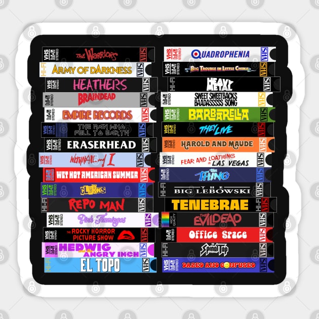 Cult Movies VHS Stacks Sticker by darklordpug